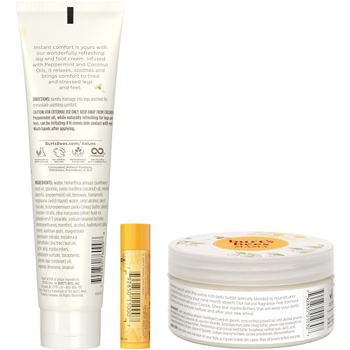 Burt's Bees Christmas Gifts, 3 Body Skincare Stocking Stuffers, Hand Repair Set, 3 Hand Creams plus Gloves - Almond Milk Hand Cream, Lemon Butter Cuticle Cream, Shea Butter Hand Repair Cream jlhbookstore.store