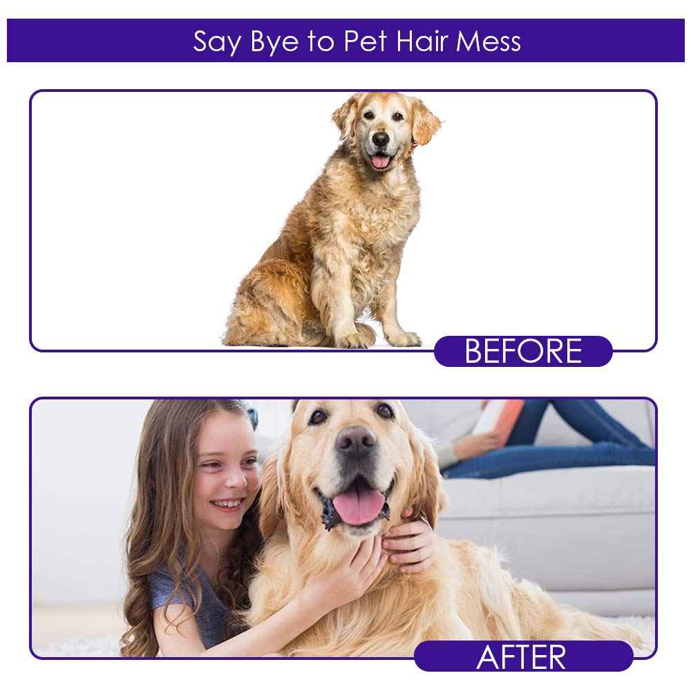 Upgrade Efficient Pet Hair Remover Gloves - Gentle Shedding Brushes for Dogs, Cats & Horses with Long and Short Hair - 1 Pair (Blue)