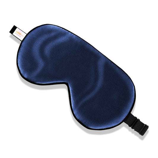 ZIMASILK 100% Mulberry Silk Sleep Mask with Adjustable Strap, Super-Smooth Soft Natural Silk Eye Mask for Sleep, Multiple Color Options(Navy Blue)