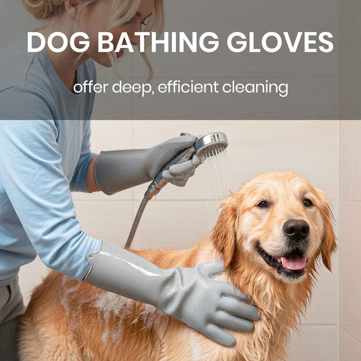 DELOMO Dog Washing Gloves 1 Pair: Soft and Gentle Silicone Pet Grooming Gloves - Bathing Scrubber Brush Mitt Grooming Shedding Fur Removal Massage for Dogs/Cats/Horse, Purple