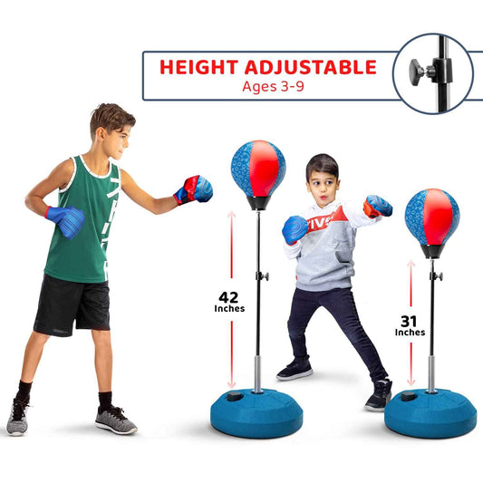 TechTools Punching Bag for Kids, Reflex Boxing Set With Stand - Includes Boxing Gloves, Height Adjustable - Gifts Idea for Boys and Girls Ages 3-8 Years Old