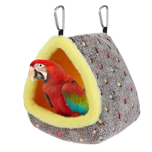 MEWTOGO Medium Winter Warm Bird Nest for Cage - Comfortable Birds Bed with Support Plate, Hanging Shed Hideaway Hammock Hut Gift for Macaws African Grey Amazon Parrots