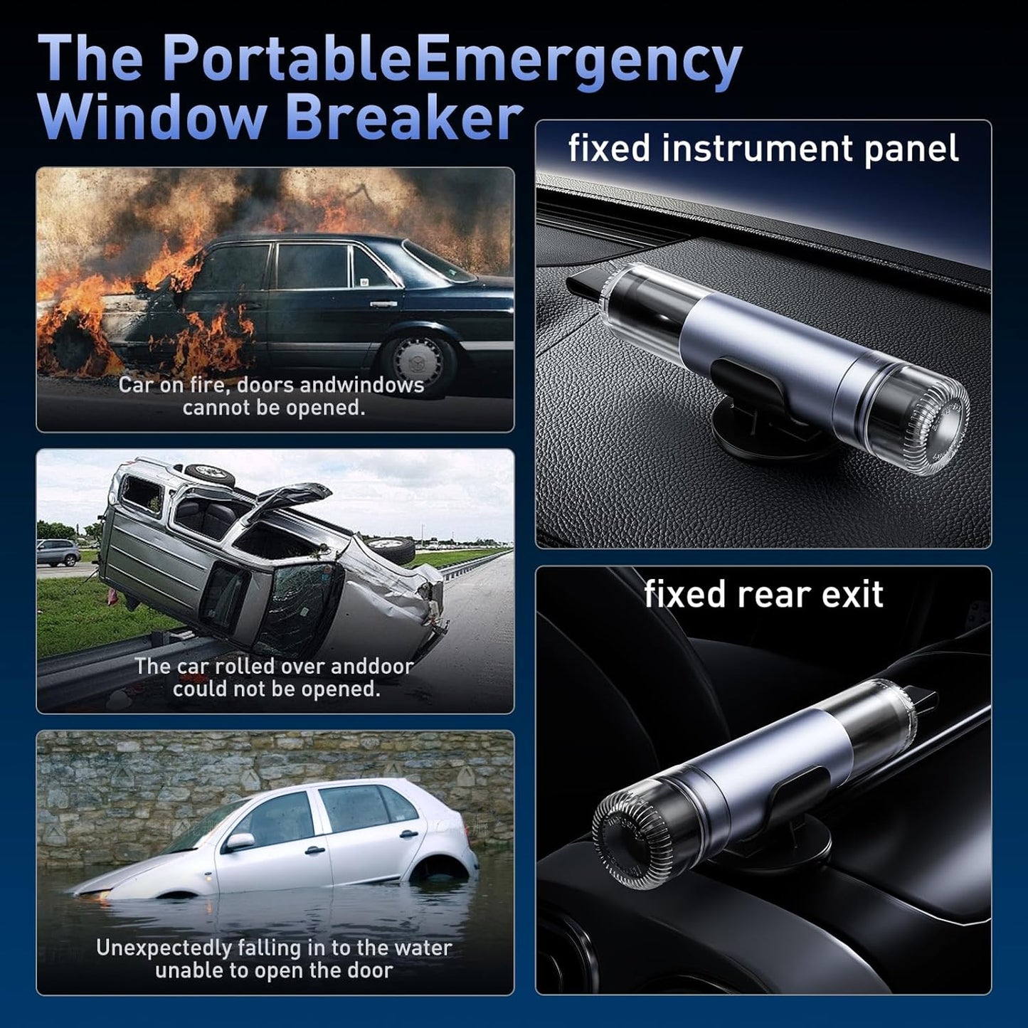 Emergency Car Window Breaker Tool, 2 in 1 Life Hammer car Escape Tool, Window Breaker Seatbelt Cutter for All Cars, car Escape Tool, Small Hammer, Seatbelt Cutter, Glass Cutter, Auto zubehör