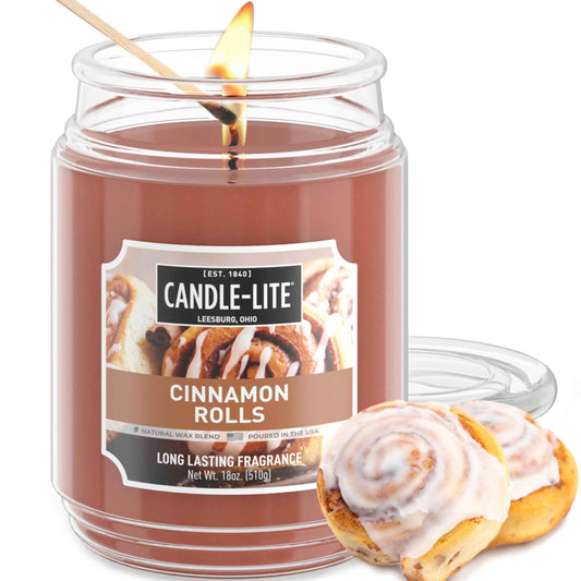 Candle-lite Fall Scented Candles, Creamy Vanilla Swirl, 18 oz Jar, Proudly Poured in The USA, Aromatherapy Candle, Single-Wick with 110 Hours of Burn Time, Perfect for Creating a Relaxing Ambiance
