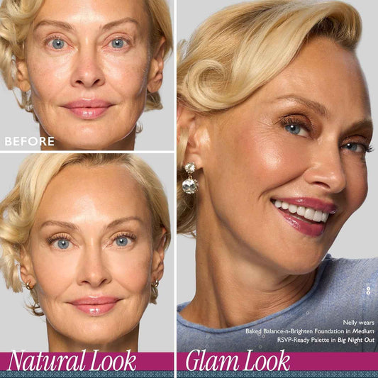 LAURA GELLER NEW YORK RSVP-Ready Big Night Out Full Face Travel Makeup Palette - All-in-One Set includes Eyeshadows, Eye Liners, Blush, Bronzer, Highlighter, Setting Powder, and Lip Creams