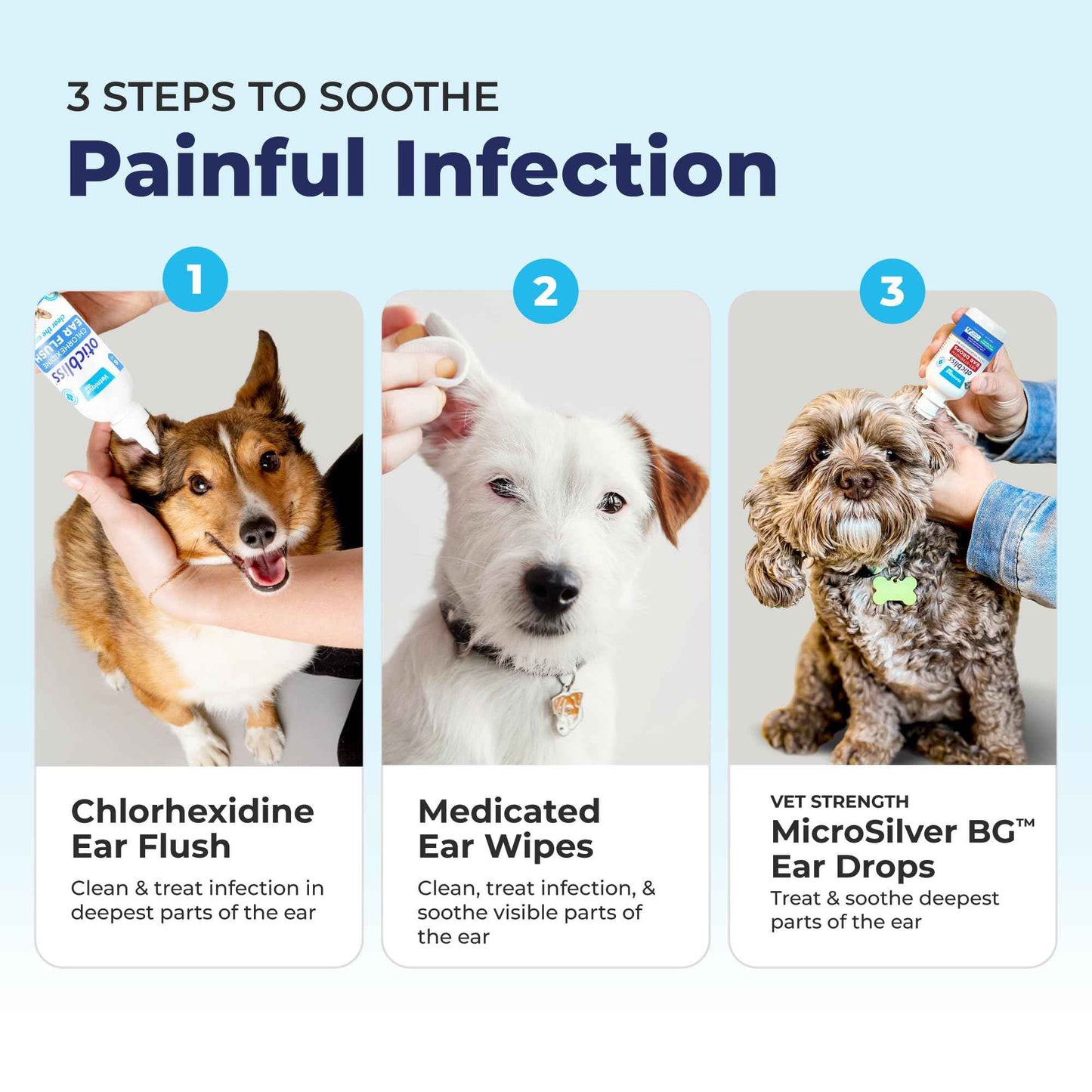 Vetnique Oticbliss Cat & Dog Ear Wipes - Dog Ear Infection Treatment or Dog Ear Cleaner Wipes for Dirty, Waxy, Smelly Dog Ears, Odor Control with Aloe Vera & Salicylic Acid (Finger Mitt Ear Wipes)