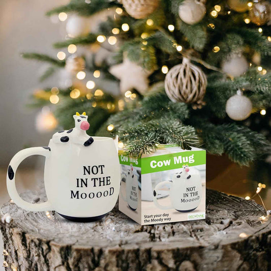 Decodyne Funny Cow Coffee Mug, White Elephant Gifts for Adults, Gag Gifts for Adults, Cute Stuff For Women and Men, Funny Coworker Office, Cool Stuff - 14 Ounce