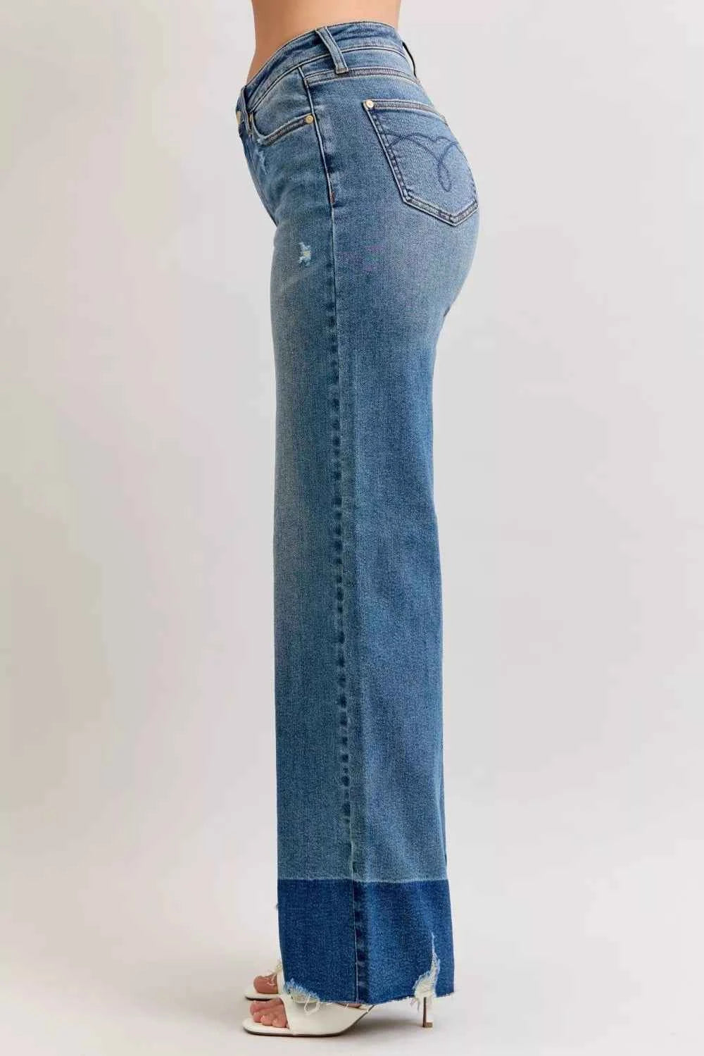 Judy Blue Raw Hem High Waist Column Straight Jeans