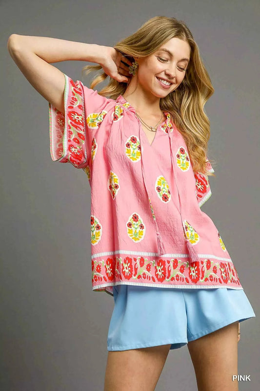 Umgee Boho Bloom Border Top