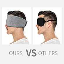FRESHME Cotton Sleep Eye Mask for Women Men - 100% Blocking Light Travel Blindfold, Soft Zero Pressure Grey Eyes Cover with Adjustable Velcro Strap for Side Sleeper Night Sleeping, Work Nap and Yoga