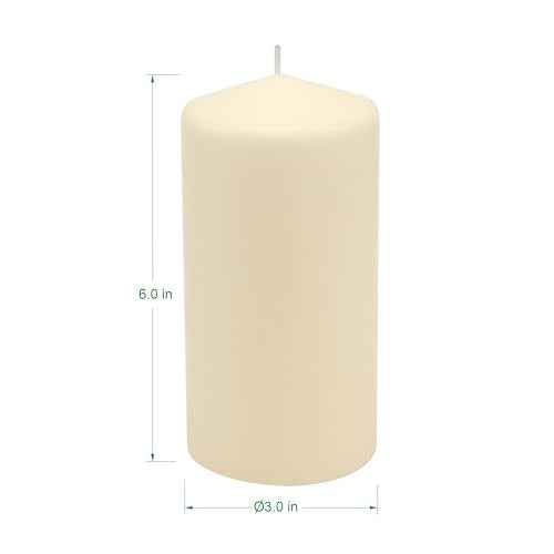 Stonebriar 6 Pack Tall 3 x 6 Inch 65 Hour Long Burning Unscented Ivory Wax Pillar Candles