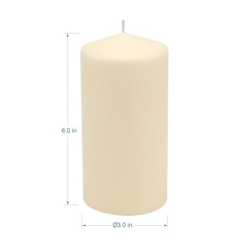 Stonebriar 6 Pack Tall 3 x 6 Inch 65 Hour Long Burning Unscented Ivory Wax Pillar Candles jlhbookstore.store