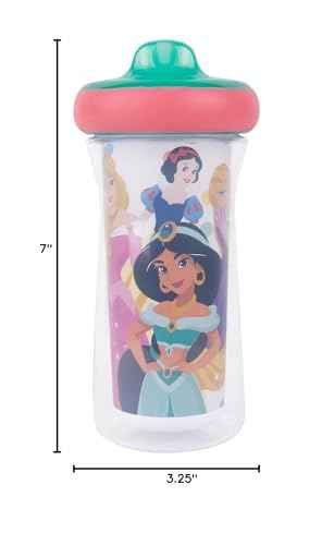 The First Years Disney Princess Kids Insulated Sippy Cups - Dishwasher Safe Spill Proof Toddler Cups - Ages 12 Months and Up - 9 Ounces - 2 Count