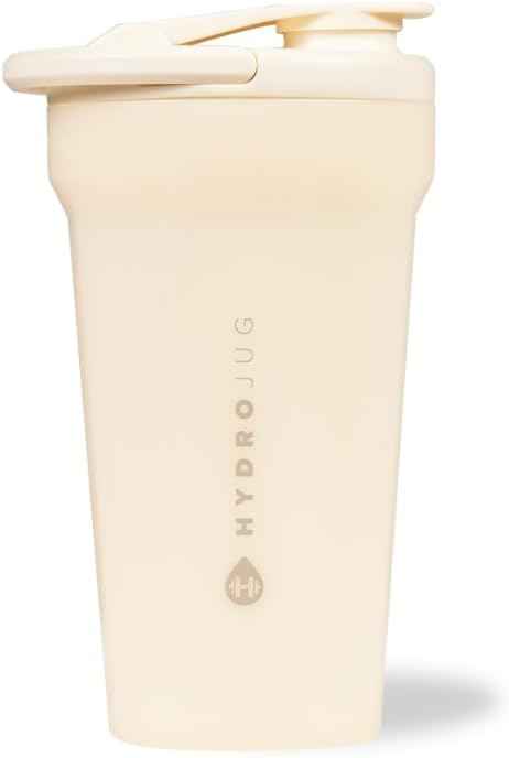 Hydrojug 20 oz Noiseless Shaker Bottle – 100% Leakproof Shaker Cup for Protein Mixes, Pre-Workout & Supplement Shakes – Durable, Easy Clean Design, Cream