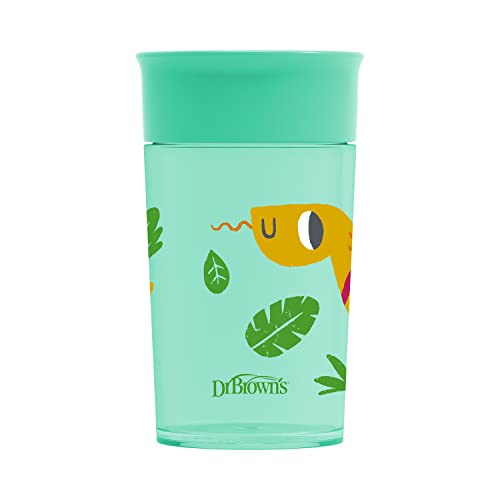 Dr. Brown's Polypropylene (PP) Milestones Cheers 360 Sippy Training Cups for Babies and Toddlers - Blue/Green - 10oz - 2-Pack - 9m+