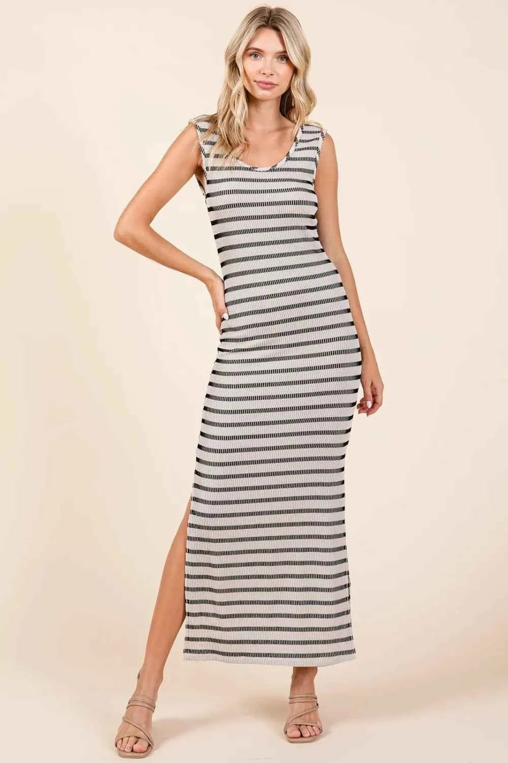Mittoshop Striped Scoop Neck Sleeveless Maxi Dress