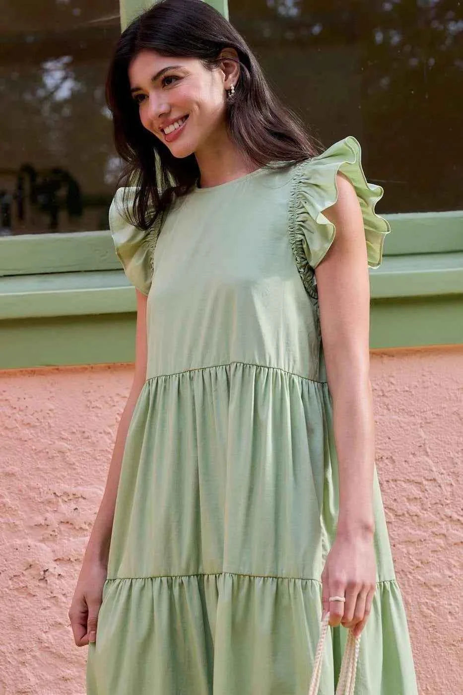 Mittoshop Ruffle Short Sleeve Tiered Maxi Dress