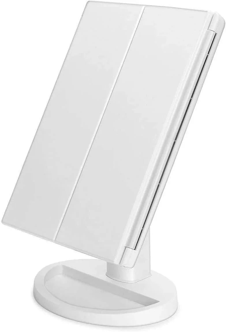 Trifold Makeup Mirror Vanity Mirror with Lights,1X 2X 3X Magnification,Touch Screen,180 Adjustable Rotation,Portable Travel Bathroom Cosmetic Mirror - Jlhbookstore.store