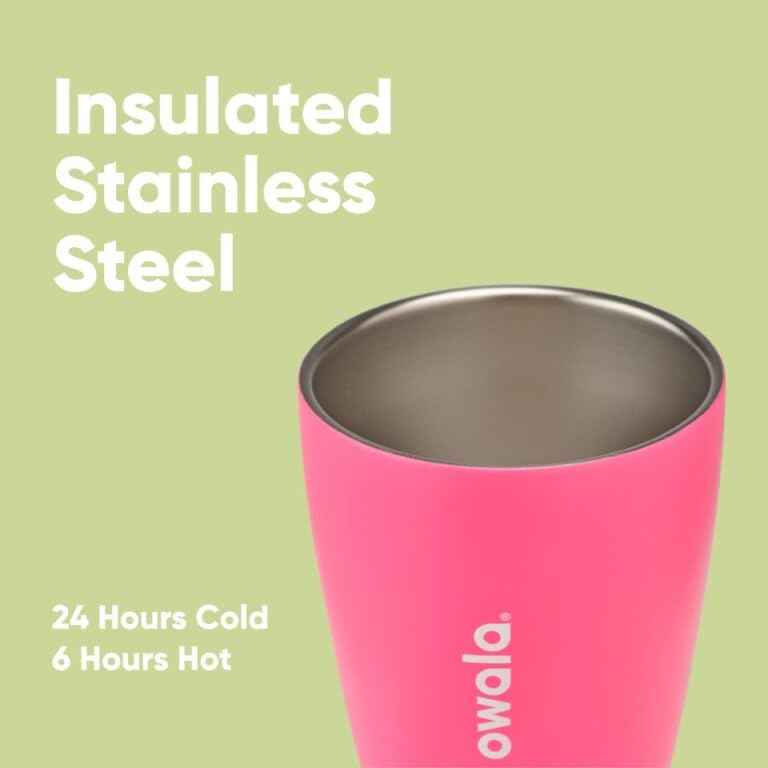 Owala SmoothSip Insulated Stainless Steel Coffee Tumbler, Reusable Iced Coffee Cup, Hot Coffee Travel Mug, BPA Free, 20 oz, Pink (Watermelon Breeze)