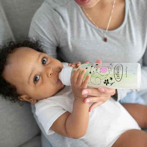 Dr. Brown's Natural Flow Anti-Colic Options+ Narrow Baby Bottle, Goat and Squirrel, 8 oz/250 mL, with Level 1 Slow Flow Nipple, BPA Free, 0m+, 2-Pack