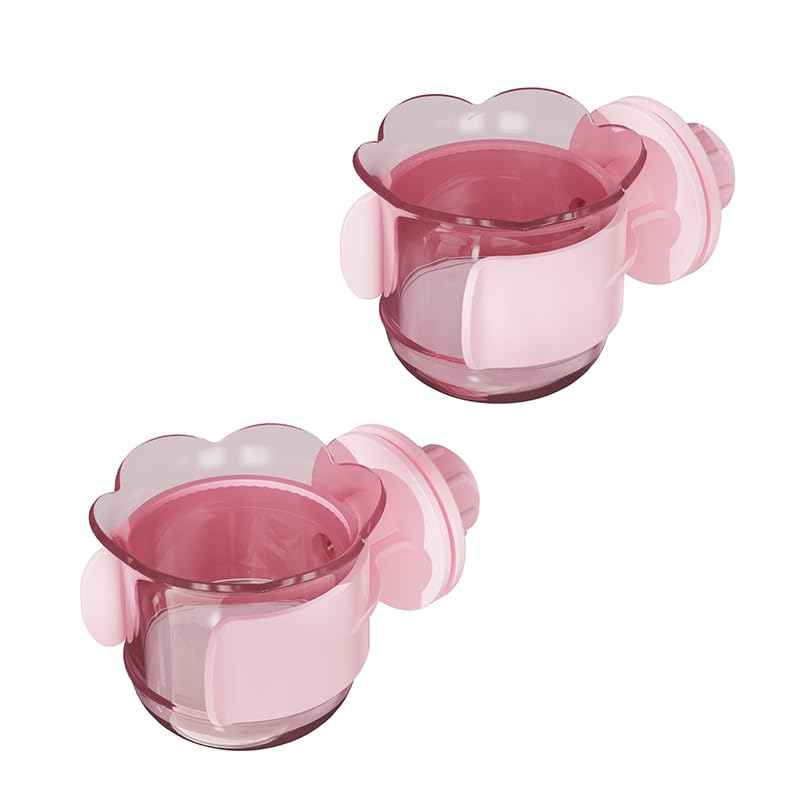 2pcs/4pcs PET Bird Bowls with Clamp, Bird Cage Feeder, Durable Water Bowl, Feeding Cups, Water Feeder for Cockatiel, Parakeet, Macaw, Finches, Lovebirds, Small Animals Gray (Pink, 2pcs)