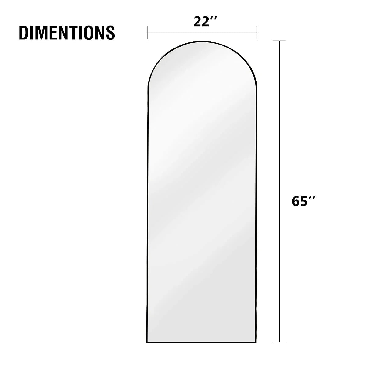 OGCAU Floor Full Length Mirror, 56"x20" Arched Full Body Mirror, Hanging or Leaning, Standing, Wall Mounted with Aluminum Frame for Bedroom Living Room, White - Jlhbookstore.store