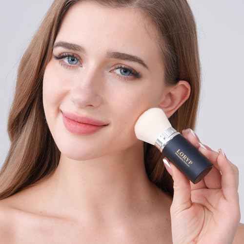 LORYP Retractable Makeup Brush Black Kabuki Foundation Brush for liquid Cream and Powder Makeup 2 Pack Travel Makeup Brush Set