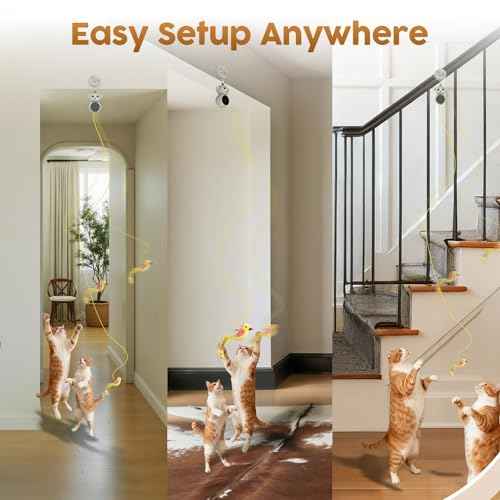 Interactive Cat Toys for Indoor Cats: 2 in 1 Laser Pointer Cat Toy with Automatic Flying Bird & Mouse Wand, Smart Motion Mode Adjustable Speed, USB Rechargeable Safe for Bored Kittens and Adult Cats