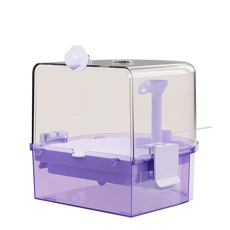 Automatic Bird Baths for Cage – Indoor Parakeet Bath with Pump, Bird Shower with 2 Modes Running Water, Bird Cage Accessory for Pet Birds Conure Budgies Cockatiels Lovebird (Light Brown)