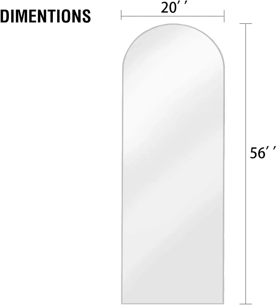 OGCAU Floor Full Length Mirror, 56"x20" Arched Full Body Mirror, Hanging or Leaning, Standing, Wall Mounted with Aluminum Frame for Bedroom Living Room, White jlhbookstore.store