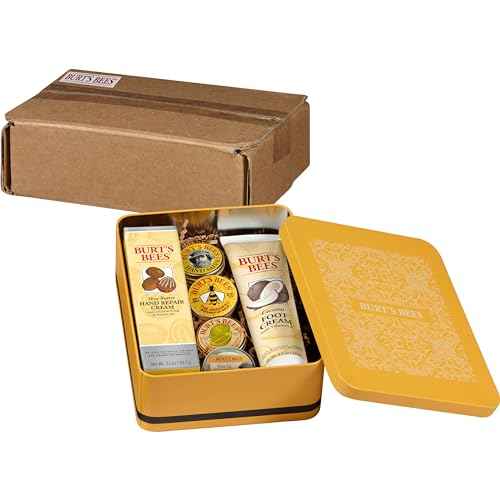 Burt's Bees Christmas Gifts, 3 Body Skincare Stocking Stuffers, Hand Repair Set, 3 Hand Creams plus Gloves - Almond Milk Hand Cream, Lemon Butter Cuticle Cream, Shea Butter Hand Repair Cream