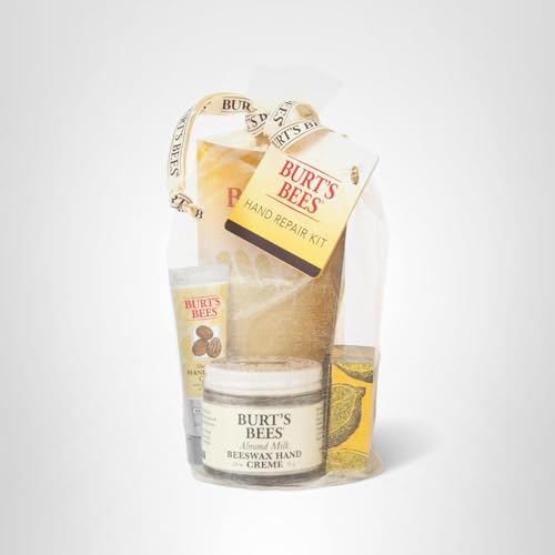 Burt's Bees Christmas Gifts, 3 Body Skincare Stocking Stuffers, Hand Repair Set, 3 Hand Creams plus Gloves - Almond Milk Hand Cream, Lemon Butter Cuticle Cream, Shea Butter Hand Repair Cream jlhbookstore.store
