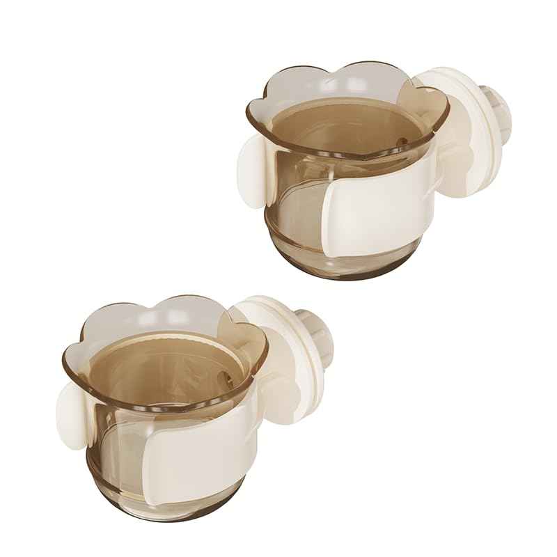 2pcs/4pcs PET Bird Bowls with Clamp, Bird Cage Feeder, Durable Water Bowl, Feeding Cups, Water Feeder for Cockatiel, Parakeet, Macaw, Finches, Lovebirds, Small Animals Gray (Pink, 2pcs)