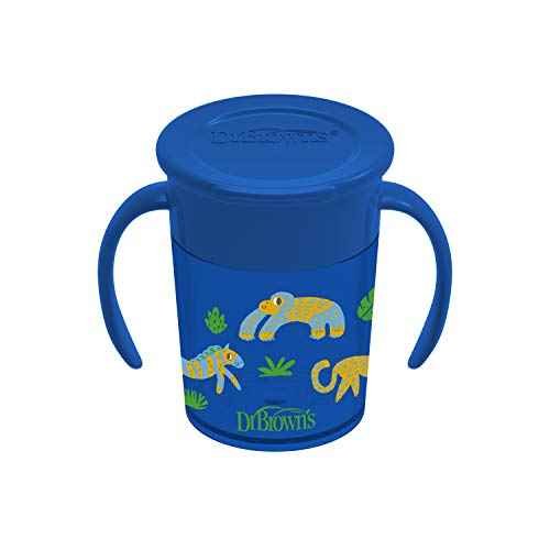 Dr. Brown's Polypropylene (PP) Milestones Cheers 360 Sippy Training Cups for Babies and Toddlers - Blue/Green - 10oz - 2-Pack - 9m+
