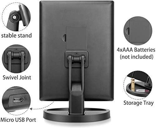 Trifold Makeup Mirror Vanity Mirror with Lights,1X 2X 3X Magnification,Touch Screen,180 Adjustable Rotation,Portable Travel Bathroom Cosmetic Mirror - Jlhbookstore.store