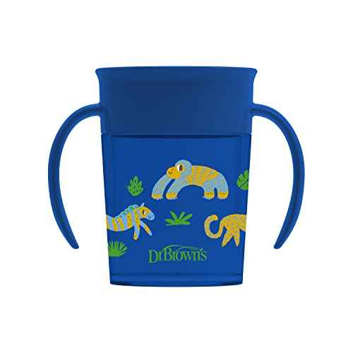 Dr. Brown's Polypropylene (PP) Milestones Cheers 360 Sippy Training Cups for Babies and Toddlers - Blue/Green - 10oz - 2-Pack - 9m+