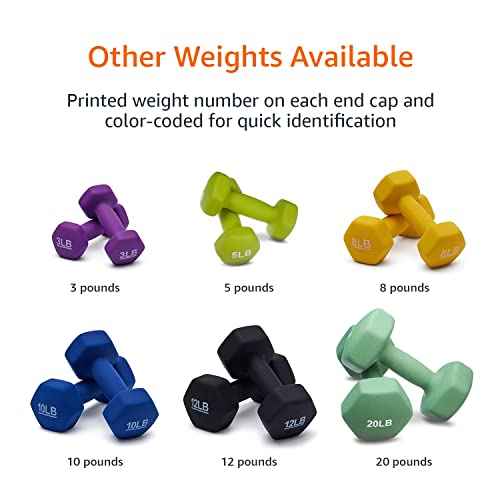 Amazon Basics Neoprene Dumbbell Hand Weights for Exercise and Muscle Toning