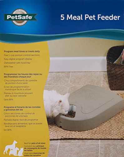 PetSafe Automatic Dog Feeder, 5 Meals, 40 oz Capacity, Plastic, for Dry Food, Multiple Pets