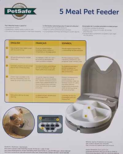 PetSafe Automatic Dog Feeder, 5 Meals, 40 oz Capacity, Plastic, for Dry Food, Multiple Pets