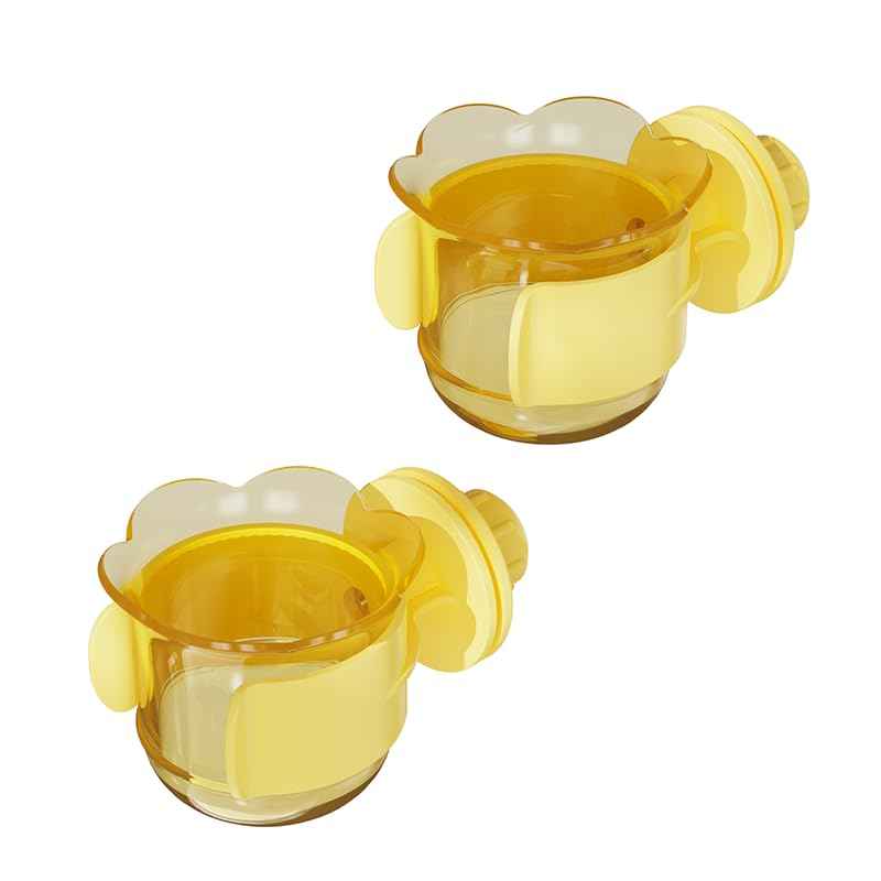 2pcs/4pcs PET Bird Bowls with Clamp, Bird Cage Feeder, Durable Water Bowl, Feeding Cups, Water Feeder for Cockatiel, Parakeet, Macaw, Finches, Lovebirds, Small Animals Gray (Pink, 2pcs)
