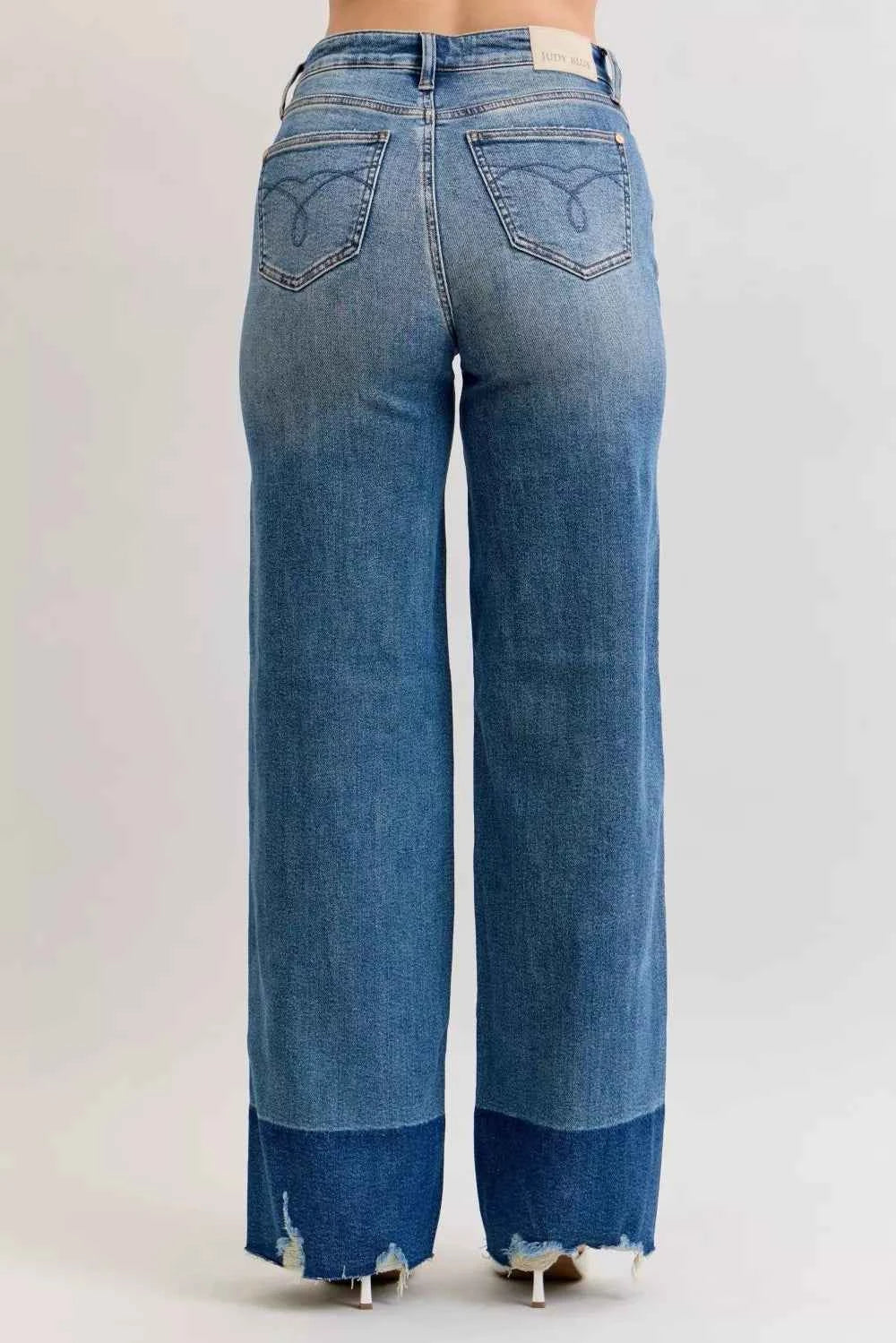 Judy Blue Raw Hem High Waist Column Straight Jeans