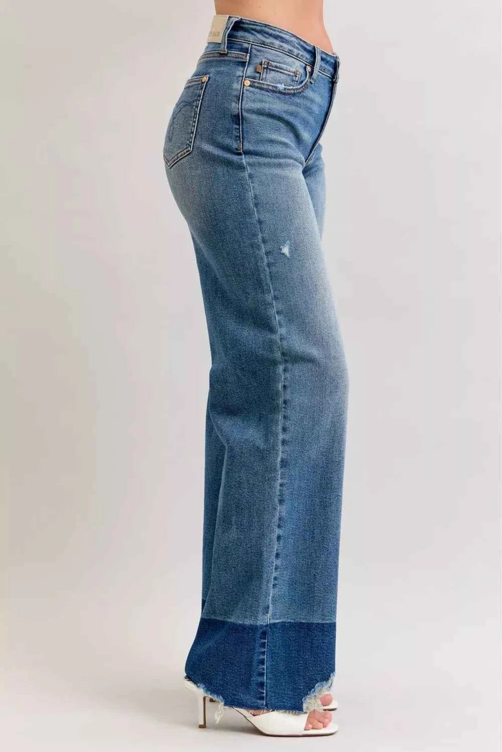 Judy Blue Raw Hem High Waist Column Straight Jeans