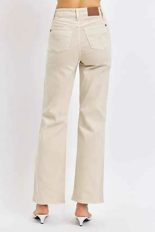 Judy Blue Full Size High Waist Distressed Wide Leg Jeans