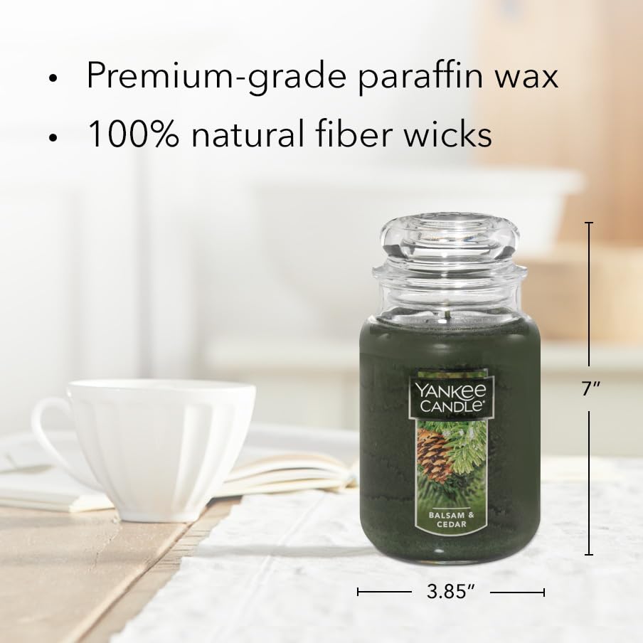 Yankee Candle, Balsam & Cedar Fall Scented Candle, 22oz Large Jar with up to 150 Hour Burn Time jlhbookstore.store