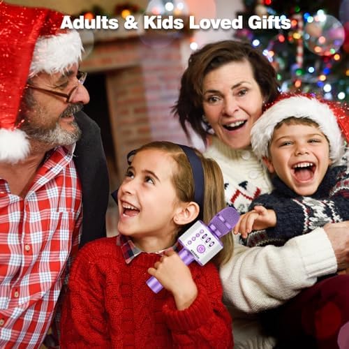 BONAOK Wireless Bluetooth Karaoke Microphone, Portable Toy Microphone for Singing, Gifts to Girls Boys Kids Adults All Age Q37（Bright Purple） jlhbookstore.store