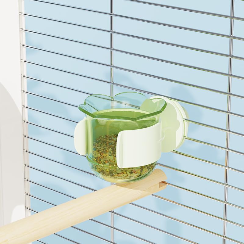 2pcs/4pcs PET Bird Bowls with Clamp, Bird Cage Feeder, Durable Water Bowl, Feeding Cups, Water Feeder for Cockatiel, Parakeet, Macaw, Finches, Lovebirds, Small Animals Gray (Pink, 2pcs)