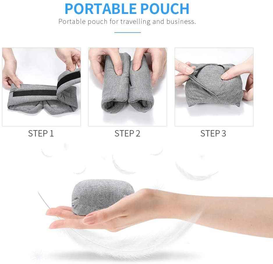 FRESHME Cotton Sleep Eye Mask for Women Men - 100% Blocking Light Travel Blindfold, Soft Zero Pressure Grey Eyes Cover with Adjustable Velcro Strap for Side Sleeper Night Sleeping, Work Nap and Yoga