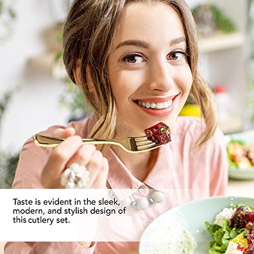 Gold Plastic Silverware Set (160 Bulk Pack) Disposable Cutlery Utensils, 80 Gold Forks, 40 Gold Knives, 40 Gold Spoons, Heavy Duty Flatware For Holidays, Parties, Dinners, Weddings, and Occasions jlhbookstore.store