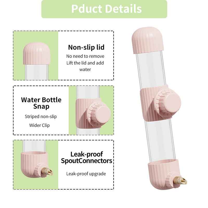 9.4 Fl Oz No Mess Bird Water Dispenser, Automatic Parrot Water Feeder with Spring Valve, Clear Cage Water Drinker for Parakeets Cockatiels Budgies Finch Lovebirds & Canary (White, 7.4 fl oz (220ml))