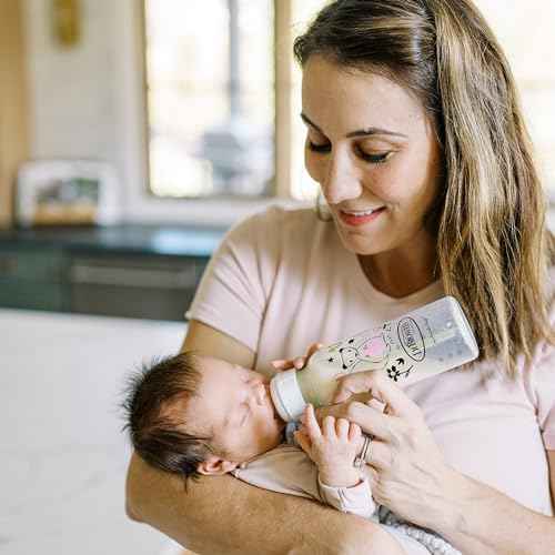 Dr. Brown's Natural Flow Anti-Colic Options+ Narrow Baby Bottle, Goat and Squirrel, 8 oz/250 mL, with Level 1 Slow Flow Nipple, BPA Free, 0m+, 2-Pack